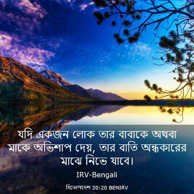 Picture 03 - হিতোপদেশ 20:20 BENIRV - যদি একজন লোক তার - Bible Verse Picture