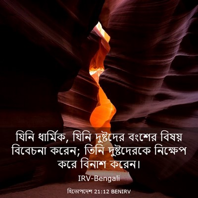 Picture 03 - হিতোপদেশ 21:12 BENIRV - যিনি ধার্মিক, যিনি - Bible Verse Picture