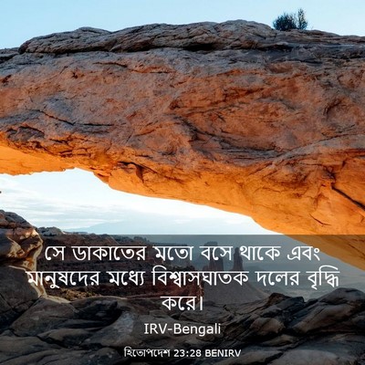 Picture 03 - হিতোপদেশ 23:28 BENIRV - সে ডাকাতের মতো বসে - Bible Verse Picture
