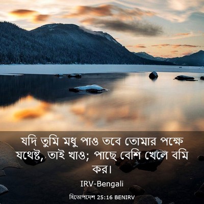 Picture 03 - হিতোপদেশ 25:16 BENIRV - যদি তুমি মধু পাও - Bible Verse Picture