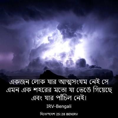 Picture 03 - হিতোপদেশ 25:28 BENIRV - একজন লোক যার - Bible Verse Picture