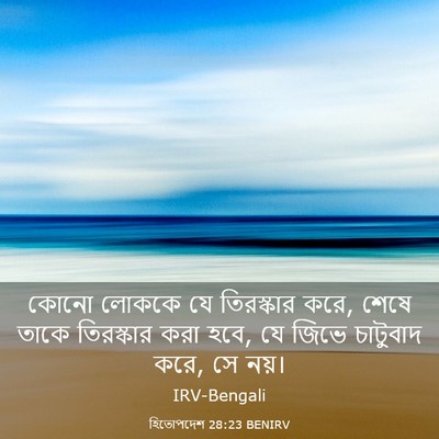 Picture 03 - হিতোপদেশ 28:23 BENIRV - কোনো লোককে যে - Bible Verse Picture