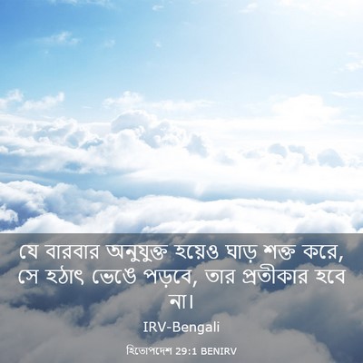 Picture 03 - হিতোপদেশ 29:1 BENIRV - যে বারবার - Bible Verse Picture