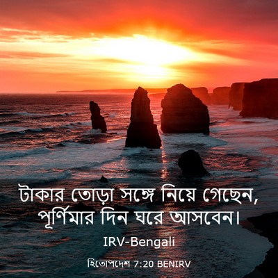 Picture 03 - হিতোপদেশ 7:20 BENIRV - টাকার তোড়া সঙ্গে - Bible Verse Picture
