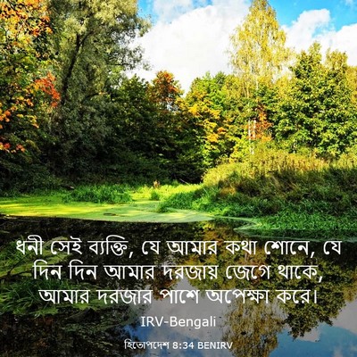 Picture 03 - হিতোপদেশ 8:34 BENIRV - ধনী সেই ব্যক্তি, যে - Bible Verse Picture