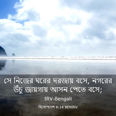Picture 03 - হিতোপদেশ 9:14 BENIRV - সে নিজের ঘরের - Bible Verse Picture