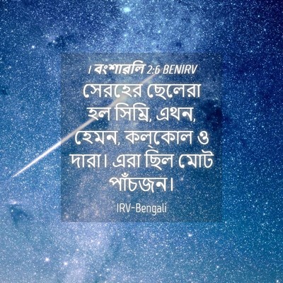 Picture 04 - 1 বংশাৱলি 2:6 BENIRV - সেরহের ছেলেরা হল - Bible Verse Picture