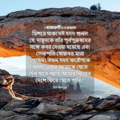 Picture 04 - 1 ৰাজাৱলী 11:21 BENIRV - মিশরে থাকতেই হদদ - Bible Verse Picture