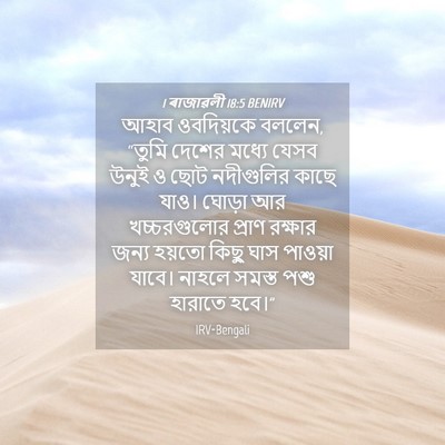 Picture 04 - 1 ৰাজাৱলী 18:5 BENIRV - আহাব ওবদিয়কে - Bible Verse Picture
