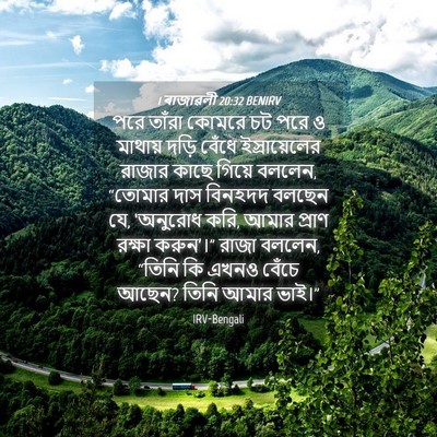 Picture 04 - 1 ৰাজাৱলী 20:32 BENIRV - পরে তাঁরা কোমরে চট - Bible Verse Picture