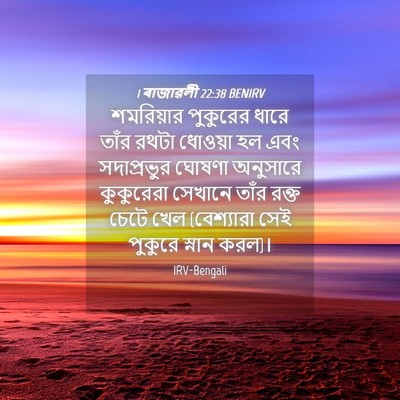 Picture 04 - 1 ৰাজাৱলী 22:38 BENIRV - শমরিয়ার পুকুরের - Bible Verse Picture