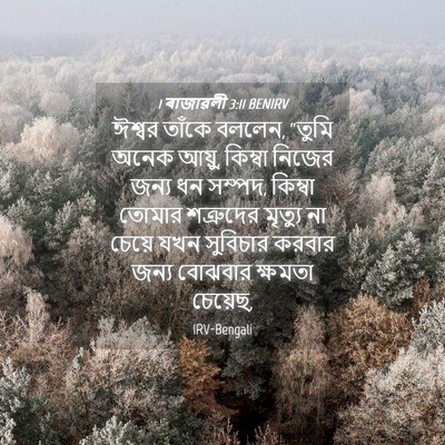 Picture 04 - 1 ৰাজাৱলী 3:11 BENIRV - ঈশ্বর তাঁকে বললেন, - Bible Verse Picture