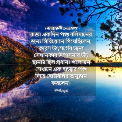 Picture 04 - 1 ৰাজাৱলী 3:4 BENIRV - রাজা একদিন পশু - Bible Verse Picture