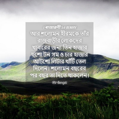 Picture 04 - 1 ৰাজাৱলী 5:11 BENIRV - আর শলোমন হীরমকে - Bible Verse Picture