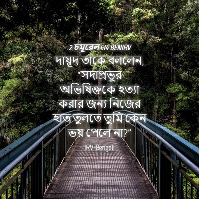 Picture 04 - 2 চমূৱেল 1:14 BENIRV - দায়ূদ তাকে বললেন, - Bible Verse Picture