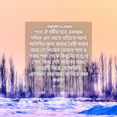Picture 04 - 2 চমূৱেল 12:4 BENIRV - পরে ঐ ধনীর ঘরে একজন - Bible Verse Picture