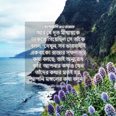 Picture 04 - 2 বংশাৱলি 18:12 BENIRV - আর যে দূত মীখায়কে - Bible Verse Picture