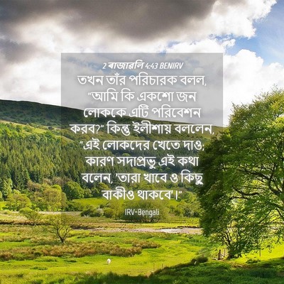 Picture 04 - 2 ৰাজাৱলি 4:43 BENIRV - তখন তাঁর পরিচারক - Bible Verse Picture