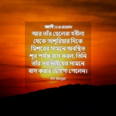 Picture 04 - আদি 25:18 BENIRV - আর তাঁর ছেলেরা - Bible Verse Picture