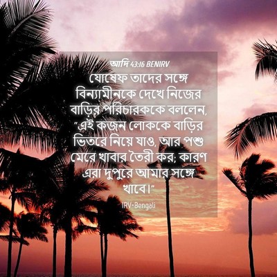 Picture 04 - আদি 43:16 BENIRV - যোষেফ তাদের সঙ্গে - Bible Verse Picture