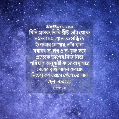Picture 04 - ইফিচীয়া 4:16 BENIRV - যিনি মস্তক, তিনি - Bible Verse Picture