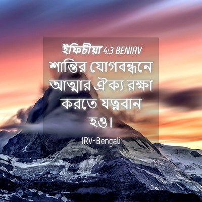 Picture 04 - ইফিচীয়া 4:3 BENIRV - শান্তির যোগবন্ধনে - Bible Verse Picture