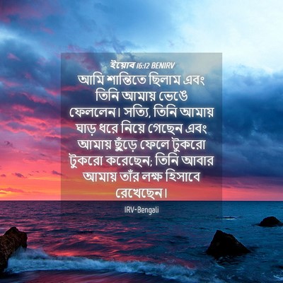Picture 04 - ইয়োব 16:12 BENIRV - আমি শান্তিতে - Bible Verse Picture