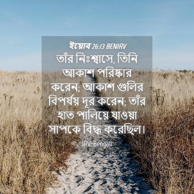 Picture 04 - ইয়োব 26:13 BENIRV - তাঁর নিঃশ্বাসে, - Bible Verse Picture