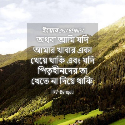 Picture 04 - ইয়োব 31:17 BENIRV - অথবা আমি যদি আমার - Bible Verse Picture