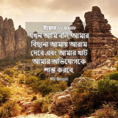 Picture 04 - ইয়োব 7:13 BENIRV - যখন আমি বলি, আমার - Bible Verse Picture