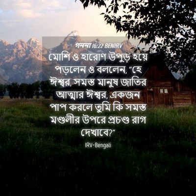 Picture 04 - গননা 16:22 BENIRV - মোশি ও হারোণ উপুড় - Bible Verse Picture