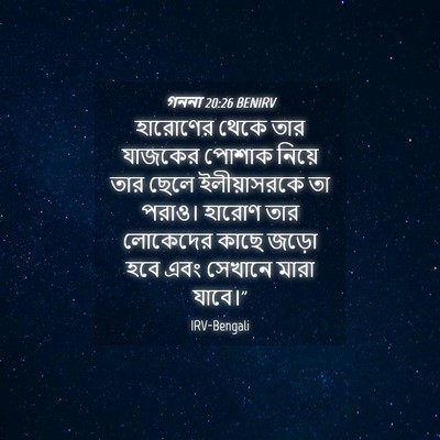 Picture 04 - গননা 20:26 BENIRV - হারোণের থেকে তার - Bible Verse Picture
