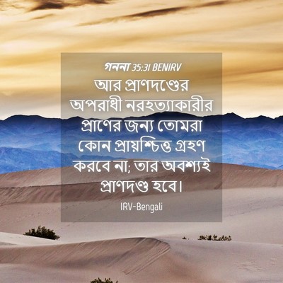 Picture 04 - গননা 35:31 BENIRV - আর প্রাণদণ্ডের - Bible Verse Picture