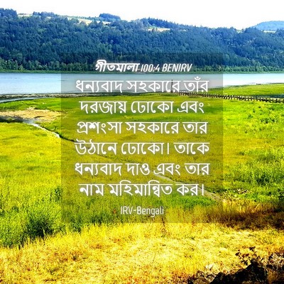 Picture 04 - গীতমালা 100:4 BENIRV - ধন্যবাদ সহকারে - Bible Verse Picture