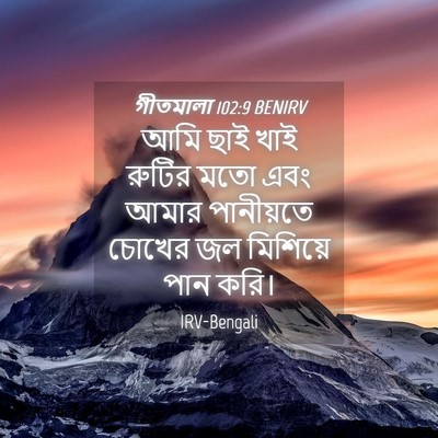 Picture 04 - গীতমালা 102:9 BENIRV - আমি ছাই খাই রুটির - Bible Verse Picture