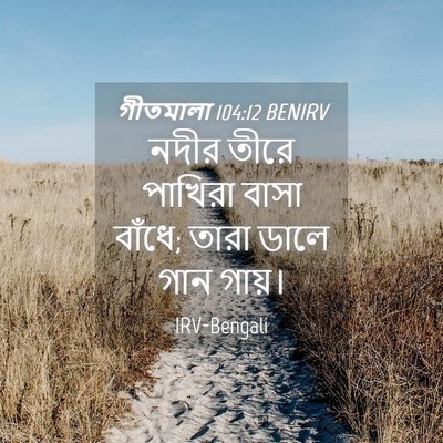 Picture 04 - গীতমালা 104:12 BENIRV - নদীর তীরে পাখিরা - Bible Verse Picture