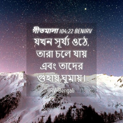 Picture 04 - গীতমালা 104:22 BENIRV - যখন সূর্য্য ওঠে, - Bible Verse Picture