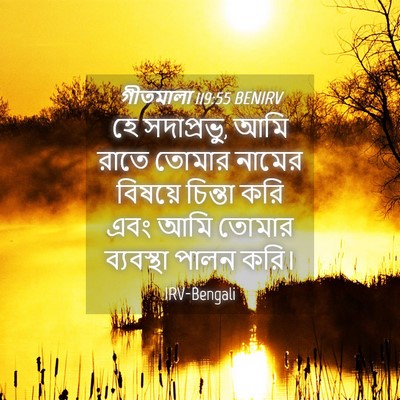 Picture 04 - গীতমালা 119:55 BENIRV - হে সদাপ্রভুু, আমি - Bible Verse Picture