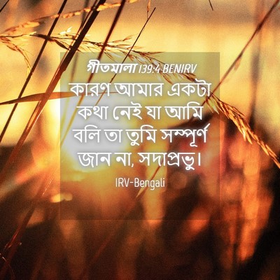 Picture 04 - গীতমালা 139:4 BENIRV - কারণ আমার একটা কথা - Bible Verse Picture