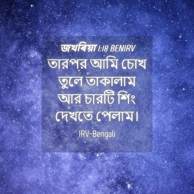 Picture 04 - জখৰিয়া 1:18 BENIRV - তারপর আমি চোখ তুলে - Bible Verse Picture