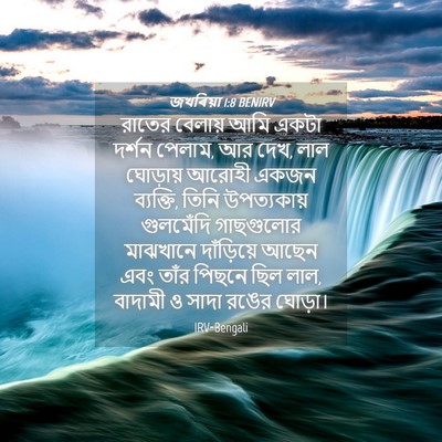 Picture 04 - জখৰিয়া 1:8 BENIRV - রাতের বেলায় আমি - Bible Verse Picture