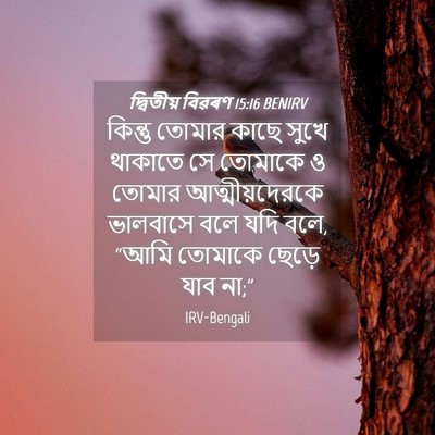 Picture 04 - দ্বিতীয় বিৱৰণ 15:16 BENIRV - কিন্তু তোমার কাছে - Bible Verse Picture