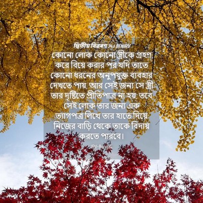 Picture 04 - দ্বিতীয় বিৱৰণ 24:1 BENIRV - কোনো লোক কোনো - Bible Verse Picture