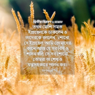Picture 04 - দ্বিতীয় বিৱৰণ 5:1 BENIRV - তখন মোশি সমস্ত - Bible Verse Picture