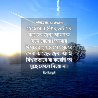 Picture 04 - নহিমিয়া 13:14 BENIRV - হে আমার ঈশ্বর, এই - Bible Verse Picture