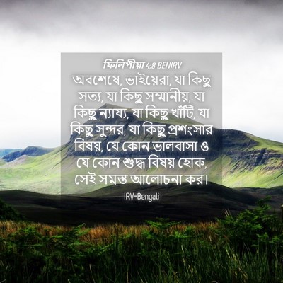 Picture 04 - ফিলিপীয়া 4:8 BENIRV - অবশেষে, ভাইয়েরা, - Bible Verse Picture