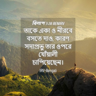 Picture 04 - বিলাপ 3:28 BENIRV - তাকে একা ও নীরবে - Bible Verse Picture