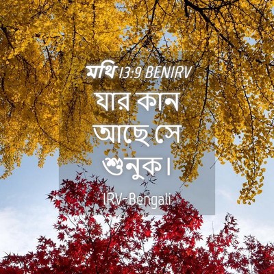 Picture 04 - মথি 13:9 BENIRV - যার কান আছে সে - Bible Verse Picture