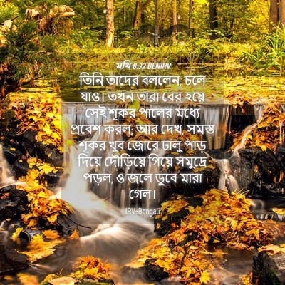 Picture 04 - মথি 8:32 BENIRV - তিনি তাদের বললেন, - Bible Verse Picture