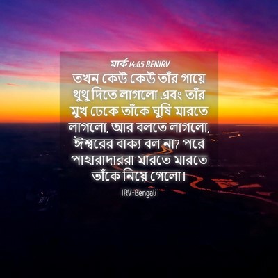 Picture 04 - মার্ক 14:65 BENIRV - তখন কেউ কেউ তাঁর - Bible Verse Picture